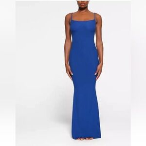 SKIMS Soft Lounge Dress in Cobalt Blue